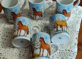 Porcelana Gilitzer kubki wzór konie