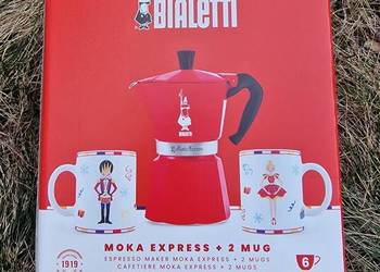 Nowy Zestaw Bialetti Moka Express + 2 Kubki Nutcracker