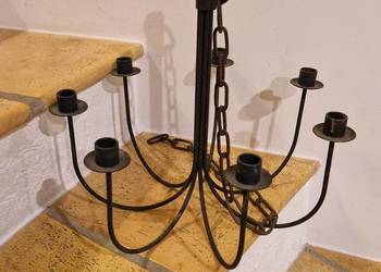 Świecznik do sufitu z metalu na łańcuchu 7-mio ramienny dekoracja do loftu