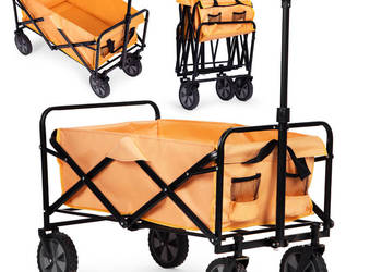 Wózek transportowy składany duży wózek ogrodowy plażowy pomarańczowy 47x10…