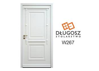 Drzwi DŁUGOSZ zewnętrzne retro RAL9016 białe lewe czyste powietrze GOTOWE