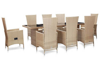 9-cz. zestaw mebli ogrodowych z poduszkami rattan PE beżowy WM-46048
