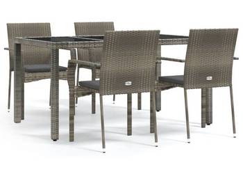 vidaXL 5-cz. zestaw mebli ogrodowych z poduszkami, szary(SKU:3184983)