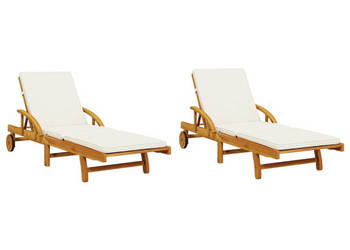 Leżaki z poduszkami 2 szt. 200x68x83 cm lite drewno akacjowe WM-3206372