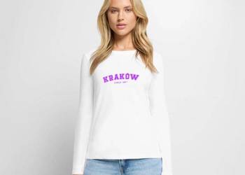 Ekologiczna damska koszulka z długim rękawem Premium KRAKÓW Since 1257 Fiol