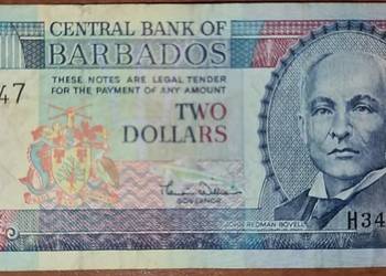Banknot 2 dollars dolary Barbados