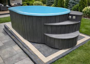 BASEN WOLNOSTOJĄCY OGRODOWY 420 Z FILTRACJĄ W ZABUDOWIE DESKA KOMPOZYTOWA