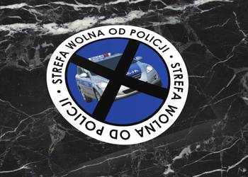 Naklejka STREFA WOLNA OD POLICJI 6 x 6 cm policja