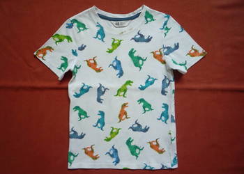 H&M r. 122/128 Biała koszulka w dinozaury