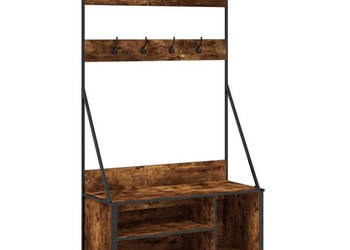 Wieszak na ubrania z miejscem na buty ciemny dąb 100x41x184 cm WM-837869