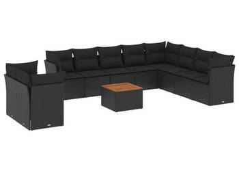 11-cz. zestaw wypoczynkowy do ogrodu poduszki czarny rattan PE WM-3256048