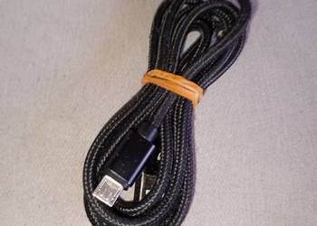 kabel przewód USB A - USB micro 1,20m czarny w otulinie materiałowej
