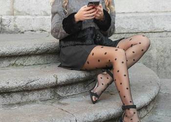 rajstopy TIGHTS - MUJER / WOMAN lft 10 den czarne w grochy
