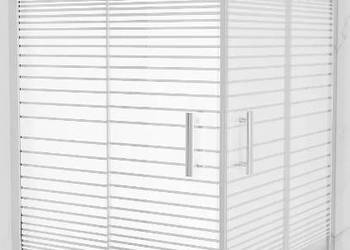 Nowa kabina prysznicowa 90 x 90 cm, białe pasy, chrom