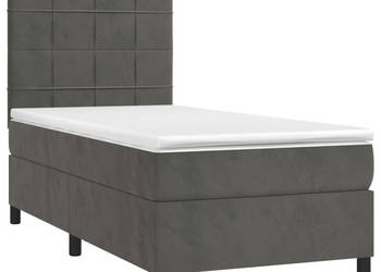 Łóżko kontynentalne z materacem i LED szary aksamit 90x190 cm WM-3136096