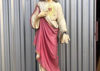 Jezus -Zabytkowa figurka gipsowa Polska sygnowana  wysoka