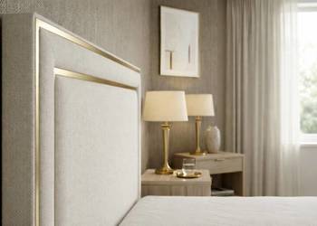 OLAVIO 160X200 łóżko sypialnia białe złoty zagłówek srebrna rama