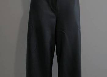 Spodnie Kuloty Skórzane Ekoskóra Czarne Nogawki Szerokie Wysoki St