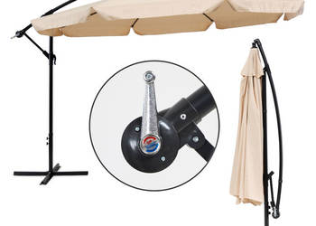 Parasol ogrodowy duży na wysięgniku składany 3,5 m beż MultiGarden