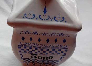 Secesyjny fajansowy pojemnik kuchenny na Sago. Poczatek XX w.