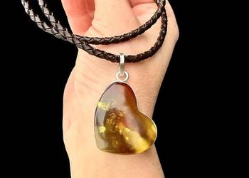 Serce bursztynowe srebro 925 bursztyn bałtycki unikat rękodzieło