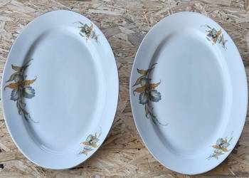 Kolekcjonerskie duże półmiski owalne porcelanowe z ładnymi wzorkami