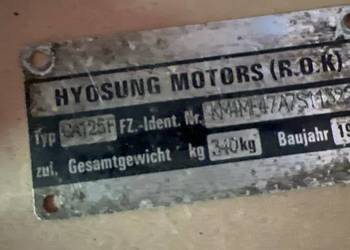 Hyosungung GA125 Tabliczka znamionowa