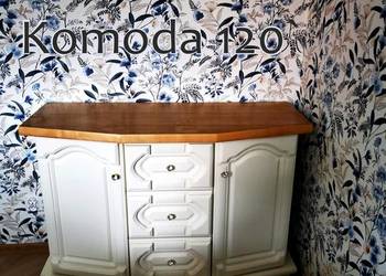 Stylowa Komoda 120`LUDWIK ECRU z Dębowym Blatem BEKAS Producent Mebli