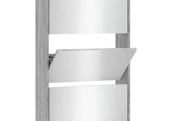 Szafka na buty lustro i 3 szuflady szary dąb 63x17x1025 cm WM-342639