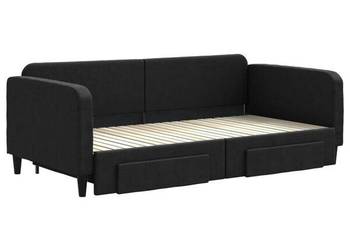 vidaXL Sofa rozsuwana z szufladami, czarna(SKU:3196859）