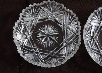 Komplet 3 szklanych talerzyków / pater / kryształów – Vintage PRL