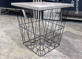 NOWY Stolik kawowy industrialny 40×40 , schowek pod blatem Transport