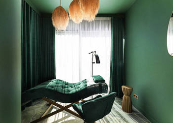 Łóżko do stylizacji rzęs figuratti zielone welur