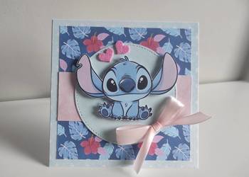 Kartka ręcznie robiona na urodziny handmade Stich