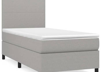 Łóżko kontynentalne z materacem jasnoszare tkanina 90x200 cm WM-3141585