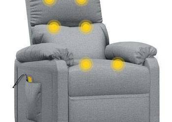 vidaXL Fotel masujący, jasnoszary, obity tkaniną(348469)