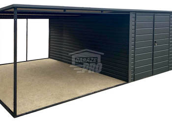 Garaż Blaszany 5x4m + Wiata 4m Brama dwuskrzydłowa Okno dach  GP665