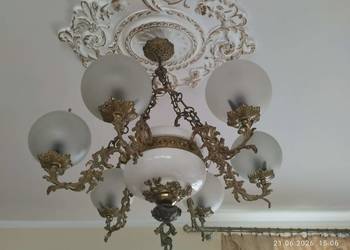 stary polski żyrandol 2 sztuki do wyboru i lampa stojąca mosiądz
