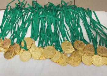 Medal siatkówka złoty duży 70 mm wstążka Gratis nowe siatkarski medale