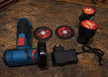 Szlifierka kątowa akumulatorowa 21V 75mm 2x bateria + zestaw
