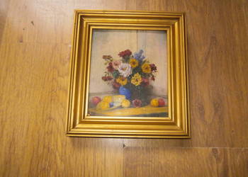 Obraz olejny miniatura 18x16 w ramce vintage