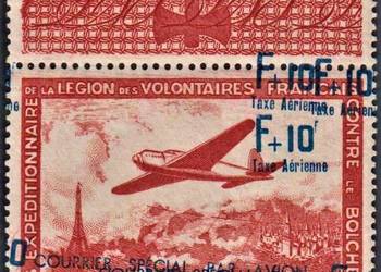 • LVF 1942 Legion Francuski Flugpost rzadki potrójny nadruk Michel V MNH