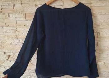 Koszulowa transparentna bluzka granatowa 40 koszula lekka zwiewna