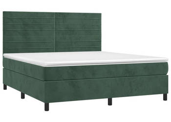 Łóżko kontynentalne z materacem i LED zielony aksamit 160x200cm WM-3136194