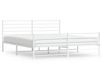 Łóżko Metalowe Białe Rama Łóżka Ze Stelażem Biała 193x203 cm WM-352392