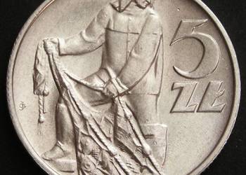 POLSKA 5 ZŁOTYCH 1974 - RYBAK - STAN MENNICZY