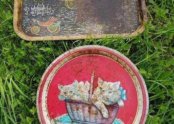Stare metalowe tace retro/vintage z prl-u
