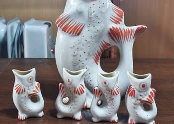 Kultowa RYBA KARAFKA + 4 Kieliszki Porcela