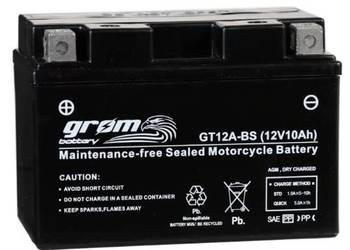 Akumulator motocyklowy GROM GT12A-BS YT12A-BS 12V 10Ah 180A L+