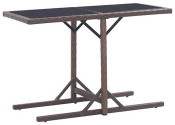Stół ogrodowy brązowy 110 x 53 x 72 cm szkło i polirattan WM-46453